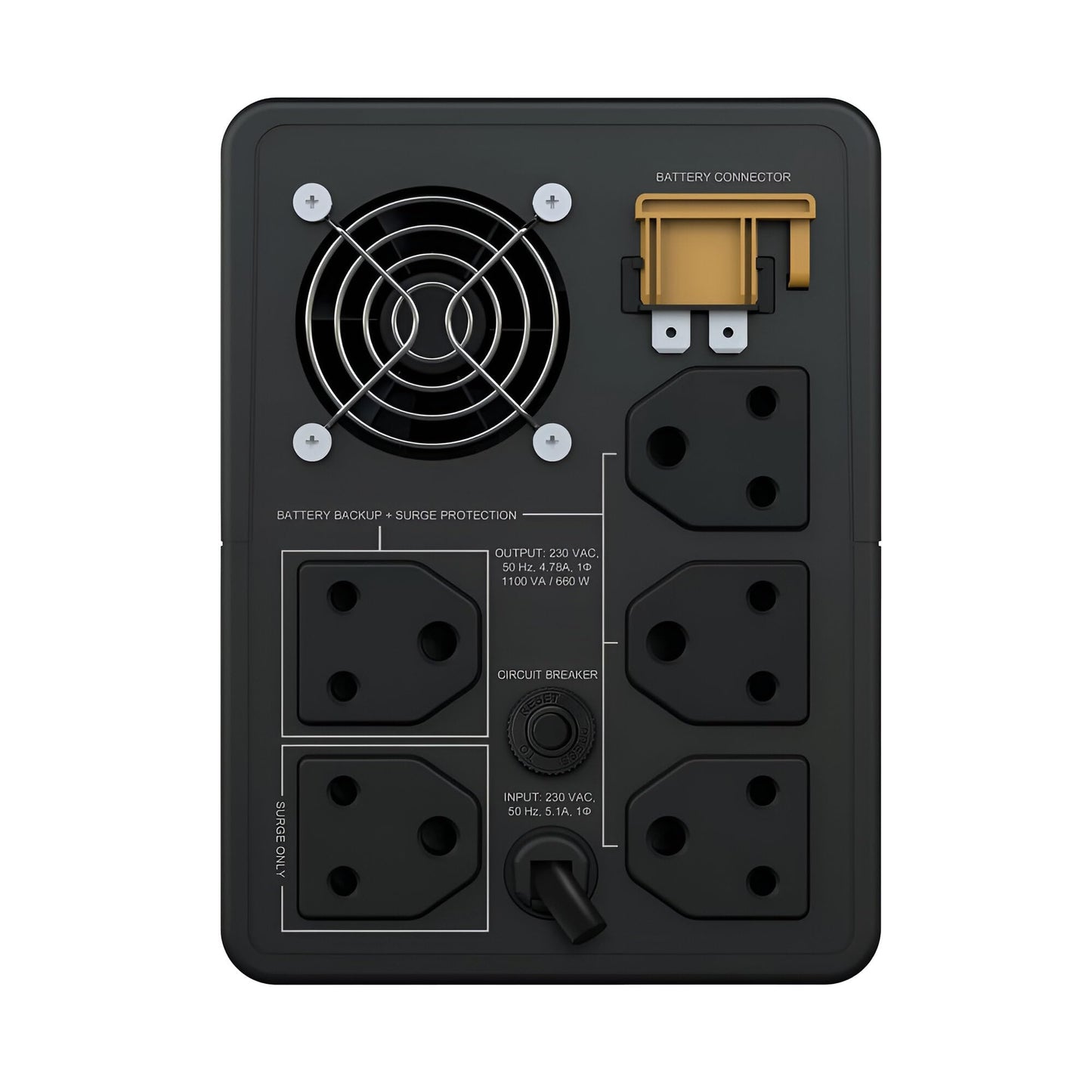 APC Back - UPS BX1100I - IN 1100VA, Tower, 230V, 5 India 3 - pin 6A Outlets, AVR, W/O Auto Shutdown Software, an Ideal Power Backup & Protection for Home Office, Desktop PC & Home Electronicsproduct_type - Hitek Business Systems - BX1100I - IN - - Hitek Business Systems -