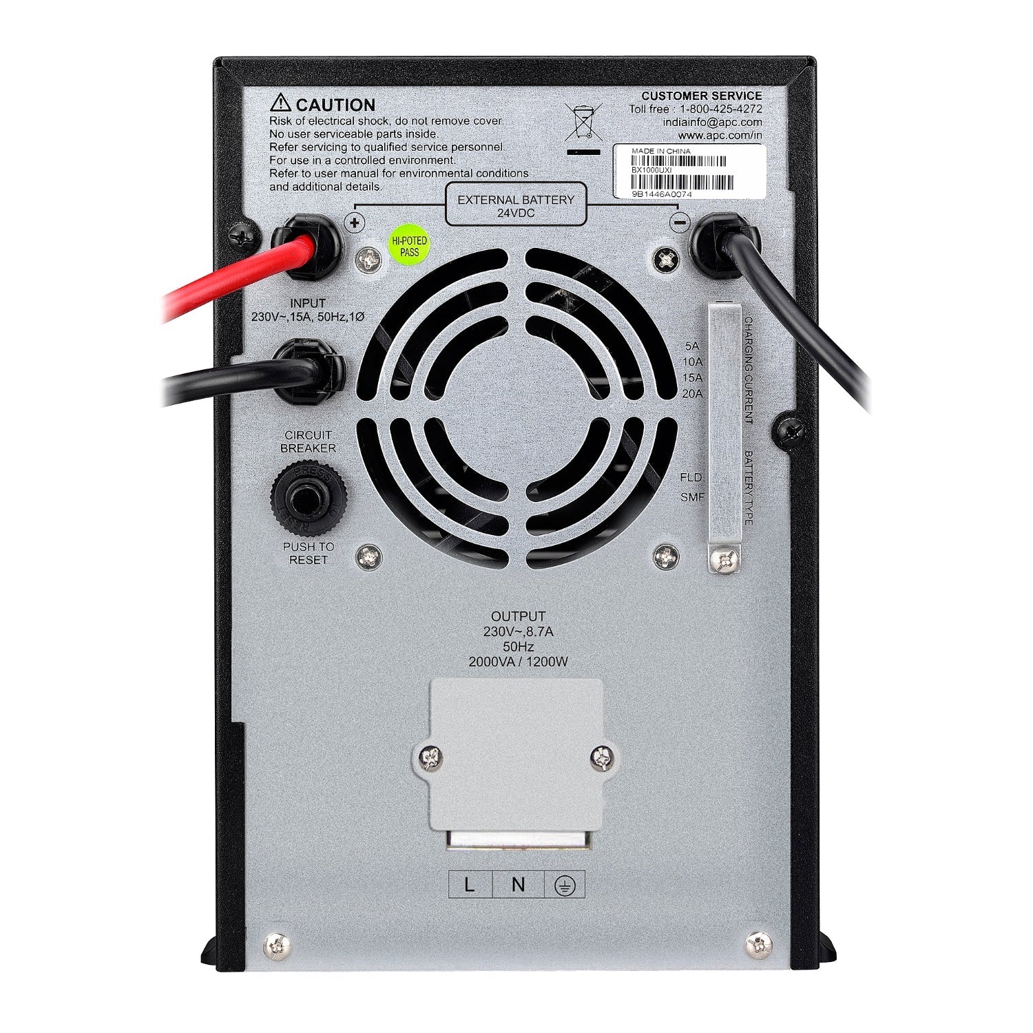 APC Back - UPS 2000VA, 230V, without battery with selectable charger and flooded/SMF compatibleproduct_type - Hitek Business Systems - BX2000UXI -  - Hitek Business Systems - 